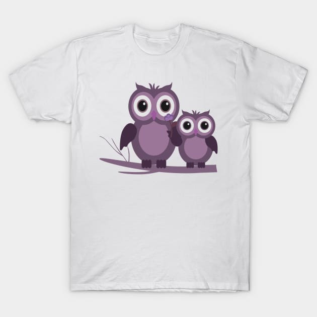 two owls purple plum lilac T-Shirt by HBfunshirts